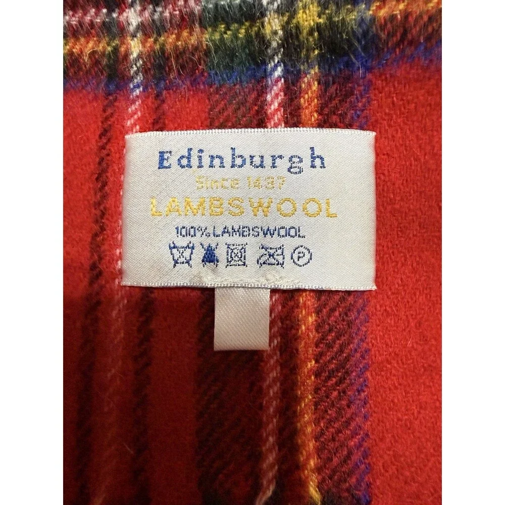 Edinburgh 100% Lambswool Red Stewart Tartan Fringe Scarf